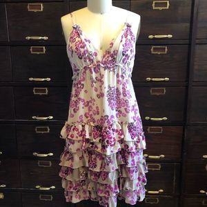 Bebe Beige/Lilac Chiffon Slip Dress -S